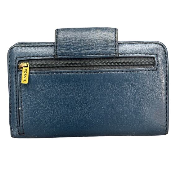 Fossil Madison Blue Dusk Leather 5.5" x 3.5" Multifunction Wallet - Picture 5 of 8